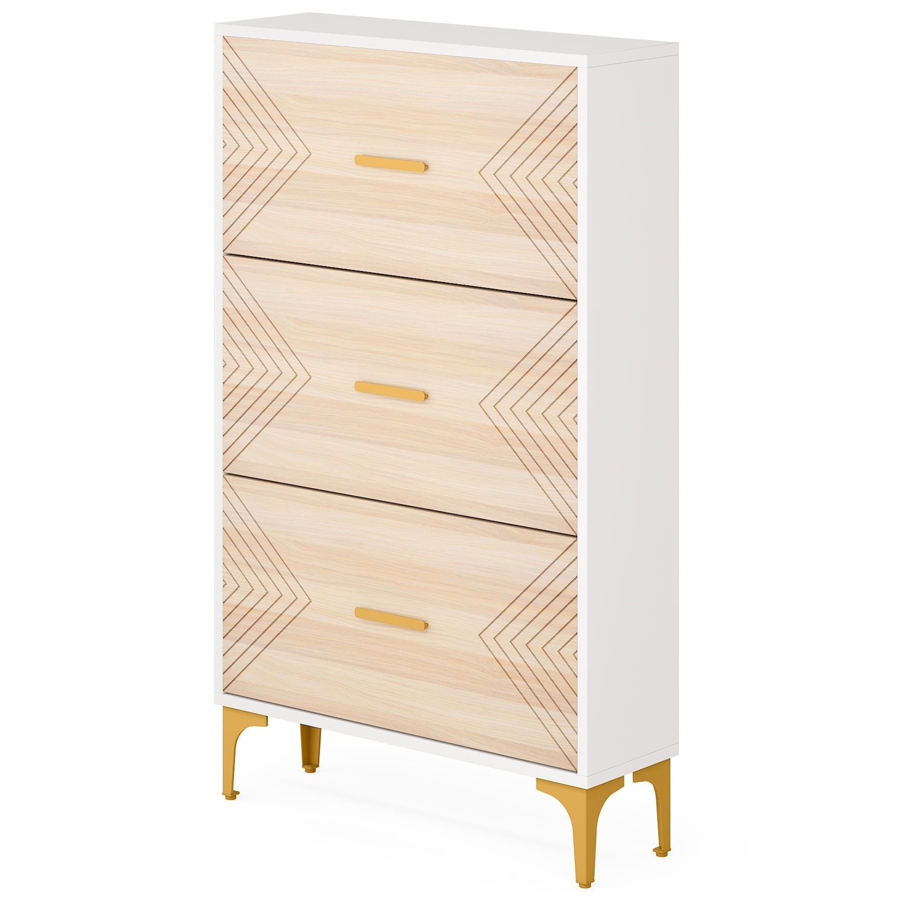 Slim Shoe Cabinet, Hidden Shoe Rack Organizer with 3 Flip Drawers Tribesigns